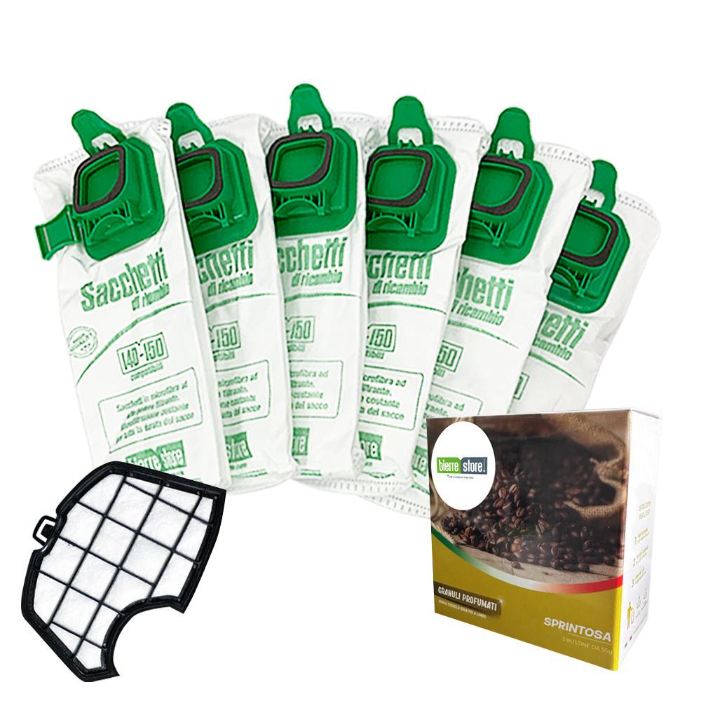 bierre store sacchetti folletto vk 140 vk 150 6pz + granuli profumati sprintosa+ filtri compatibili - foto 1